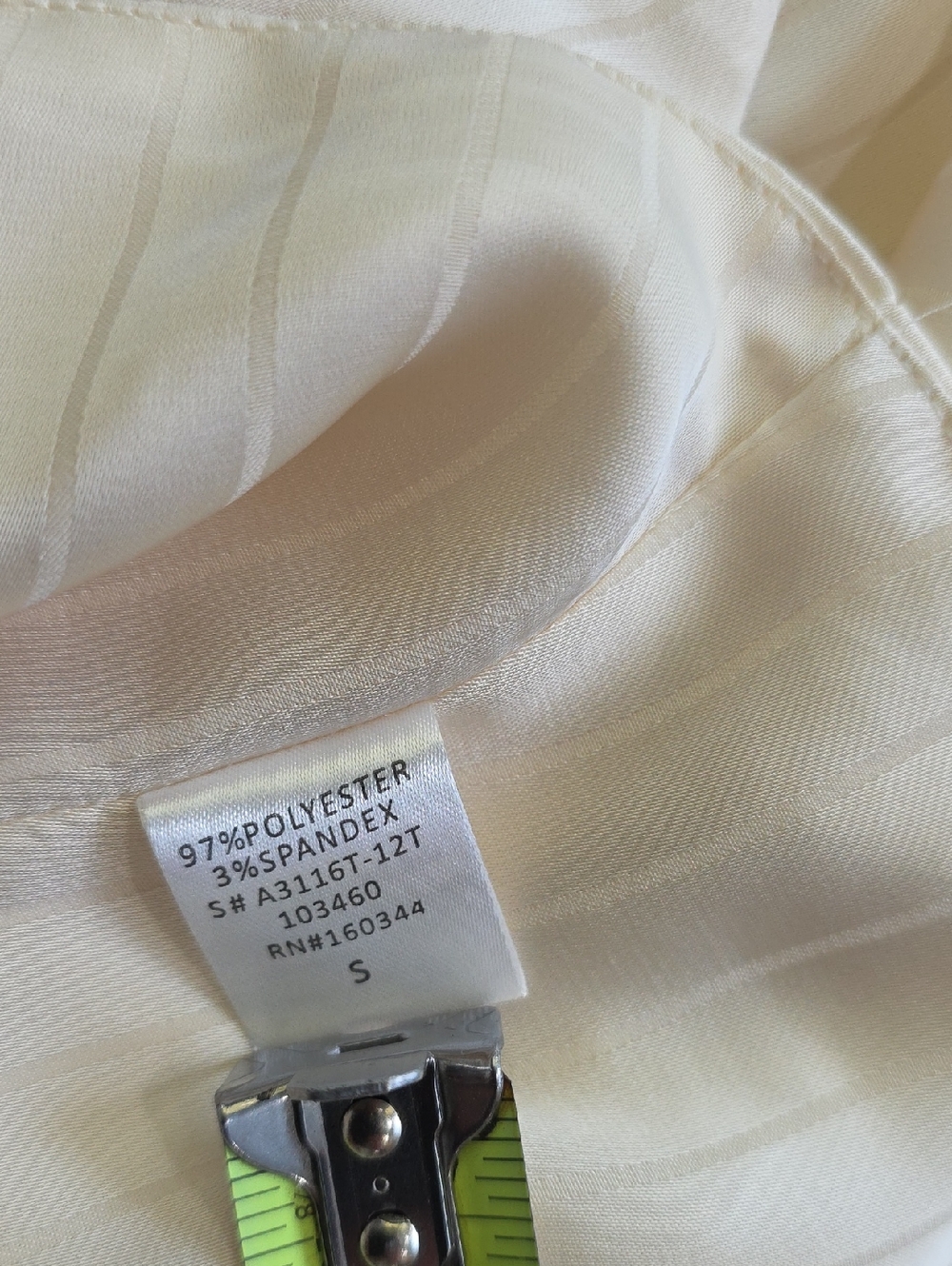 12th Tribe Dorothy Cream Pinstripe Satin Halter Button-Front Top - Picture 11 of 12